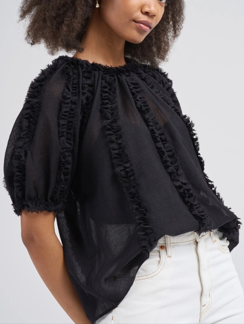 Ulla Johnson Gracelle Top Black Size 4